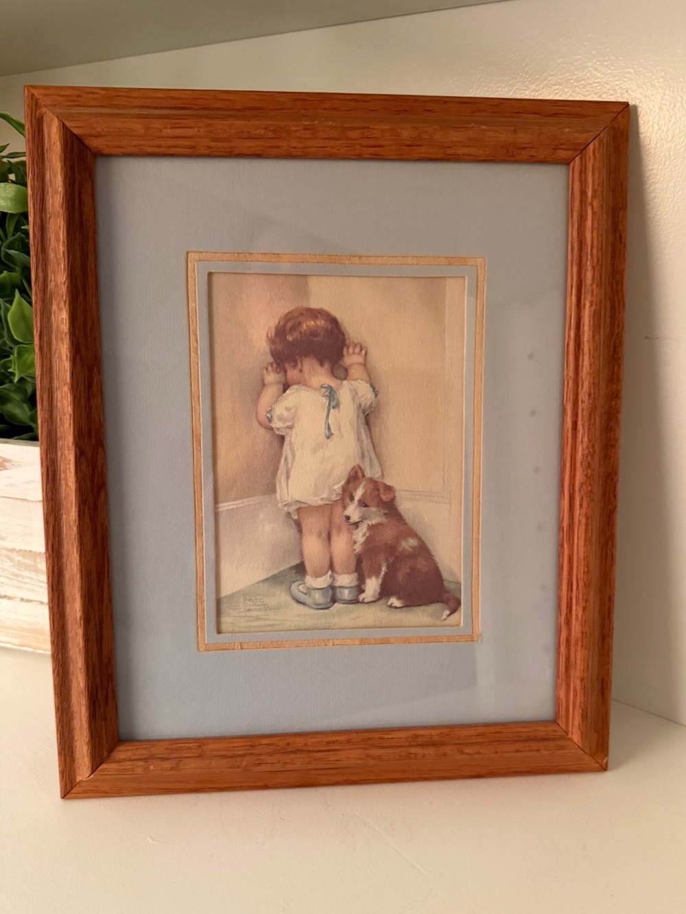 Bessie Pease Gutmann Signed “In Disgrace” w/Wood & Glass Frame 1980’s